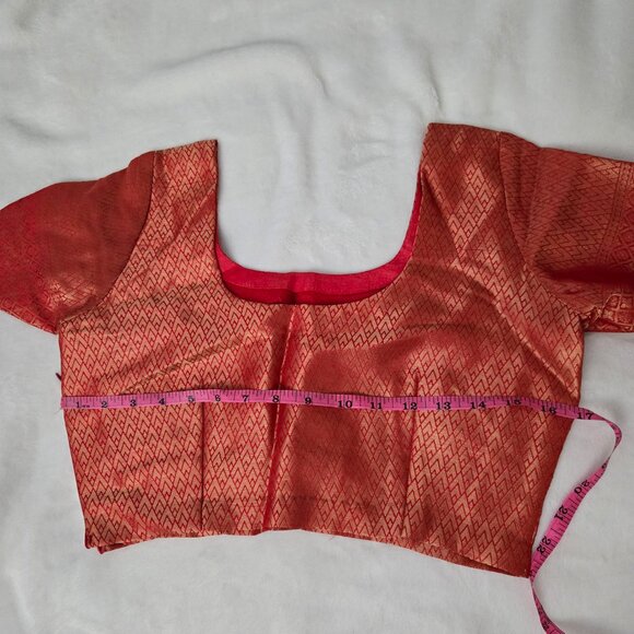 Red orange banarsi silk saree NEGOTIABLE - Picture 7 of 10